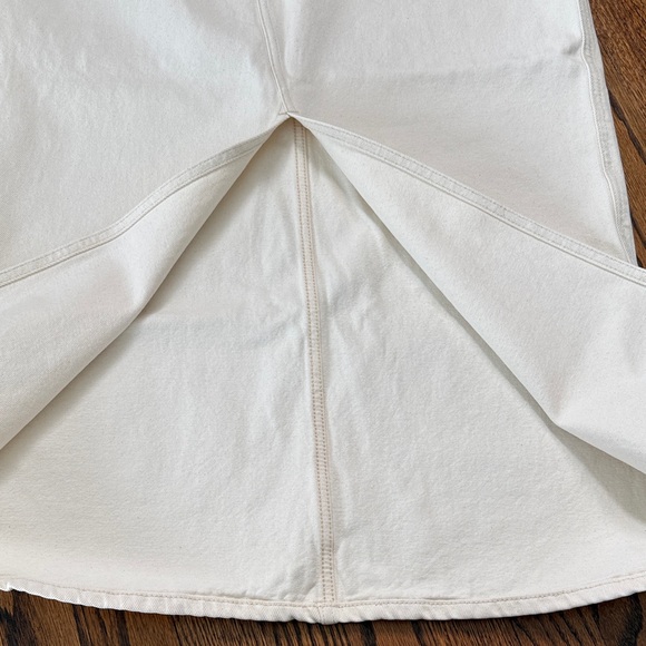 B25 MNG Mango Women XL Cream Maxi Skirt Jean Skort Slit Front Hem - Picture 5 of 5